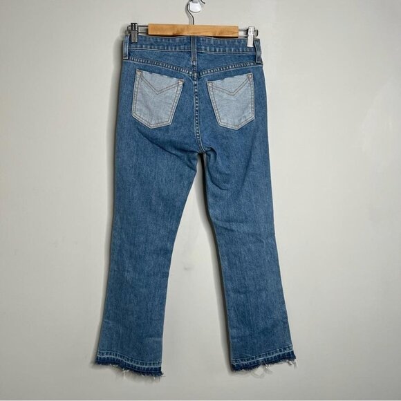 Derek Lam 10 Crosby Womens Size 25 Gia Mid Rise Cropped Flare Two Tone Blue Jean - Picture 4 of 14